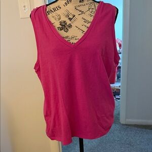 Pink Sleeveless V-Neck Top